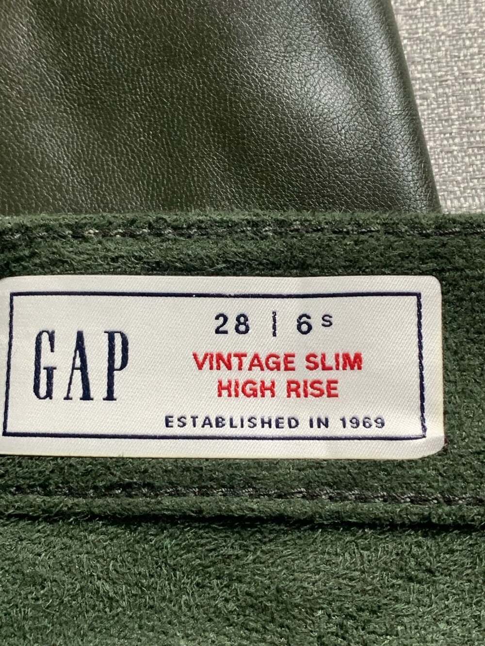 Gap Vintage Slim High Rise Faux Leather Pants Women's 28x28 Short Green